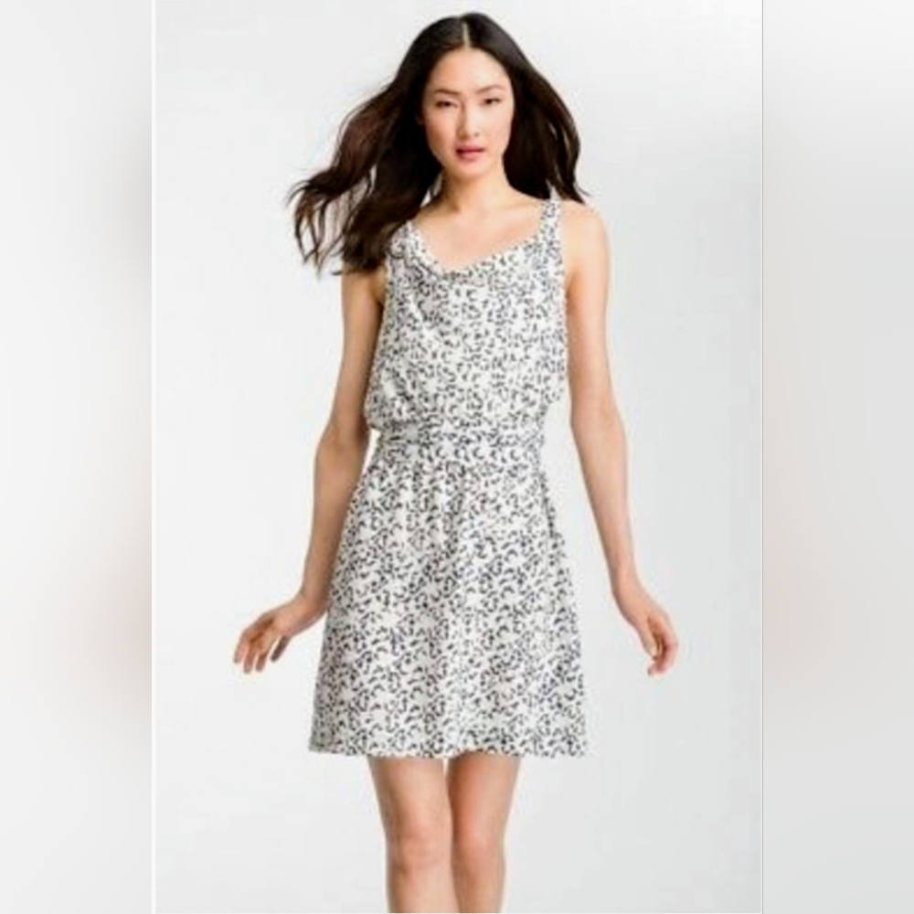 Theory Jaysa Silk White and Black Patterned Dress 8
